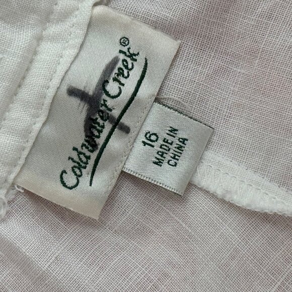 ColdWater Creek women's white linen cropped pants size 16 pockets - Picture 7 of 10